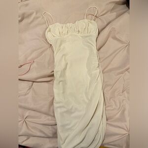 PRINCESS POLLY “PENNEY MINI DRESS WHITE LOWER IMPACT” body-con dress with mesh